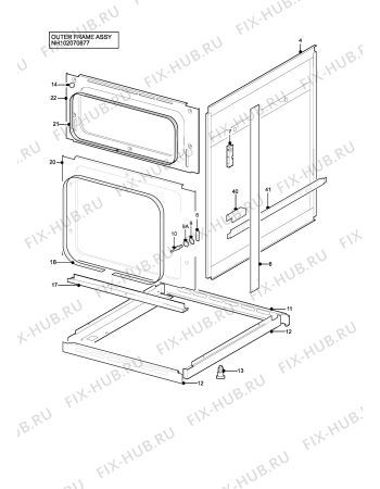 Взрыв-схема плиты (духовки) Zanussi Electrolux ZCE7610SV - Схема узла H10 Outer Frame